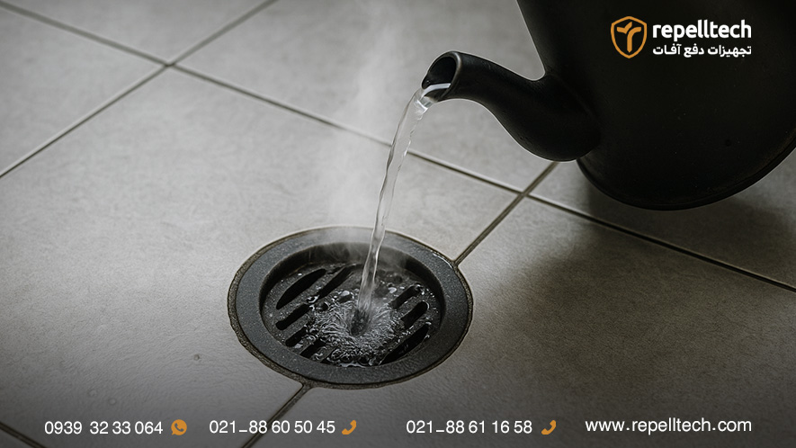 آب جوش برای از بین بردن سوسک فاضلاب